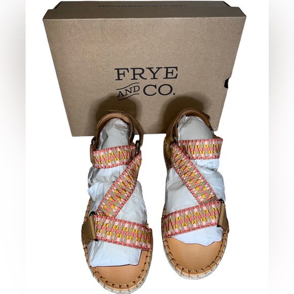 💗 NWB! Frye & Co Colorful Stitch Wrap Sandals - Picture 2 of 12